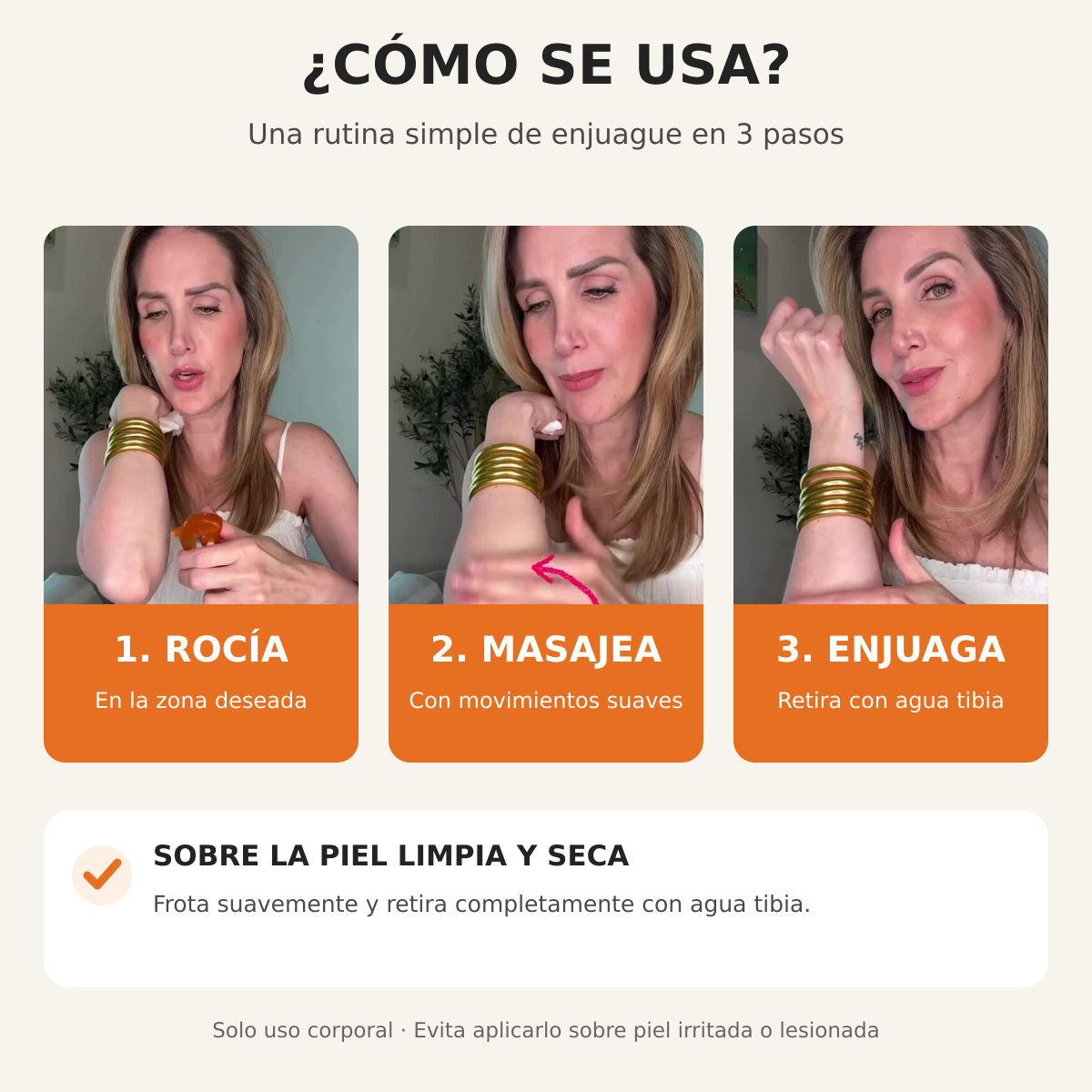 Cómo utilizar Dr. Melaxin Peel Shot: rociar, masajear y enjuagar