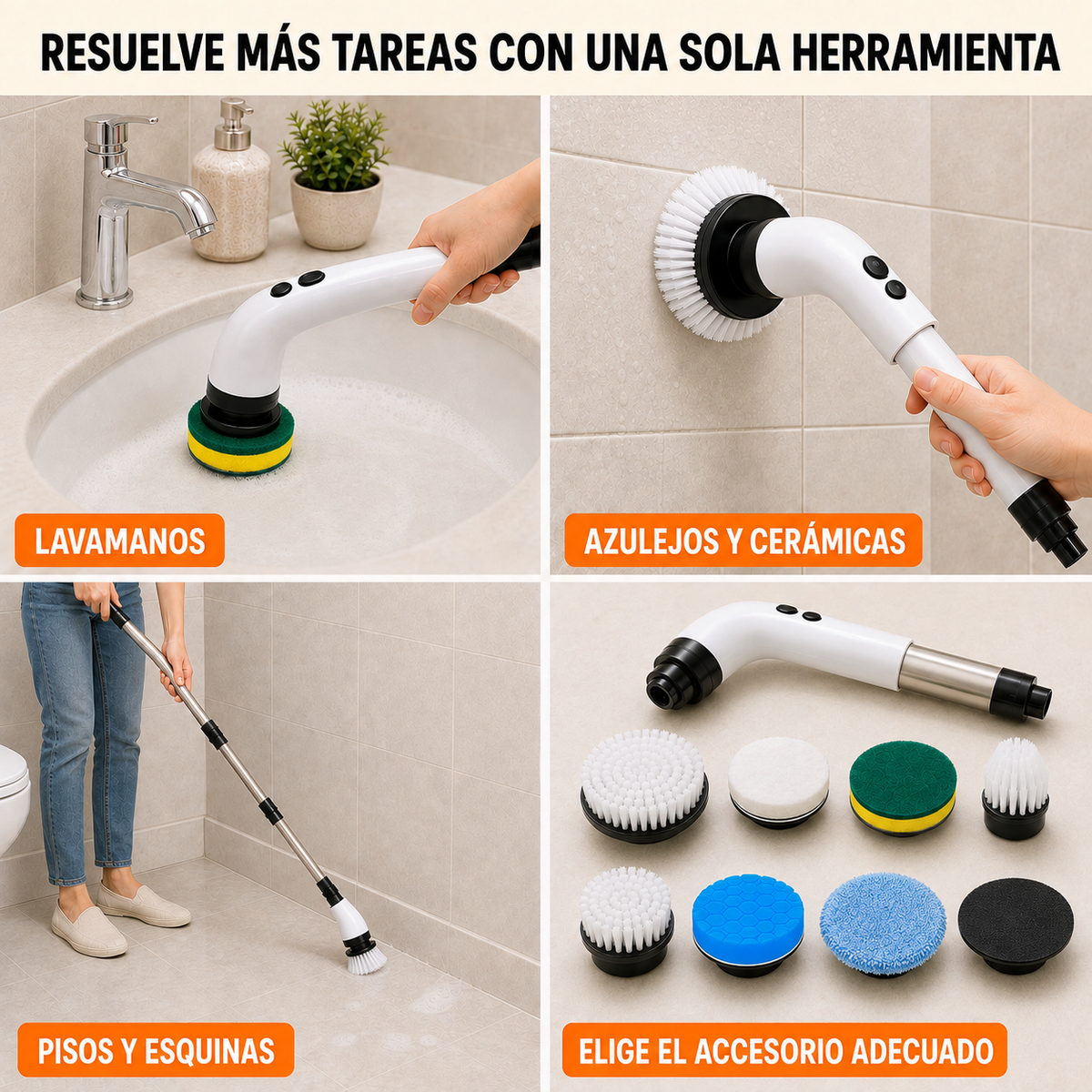 Cepillo Eléctrico Recargable para Limpieza