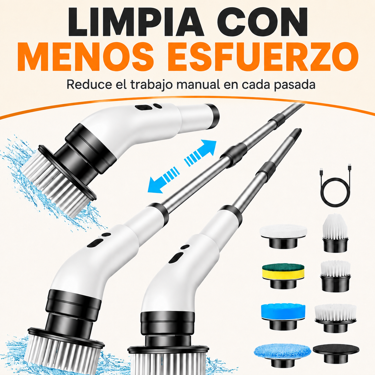 Cepillo Eléctrico Recargable para Limpieza